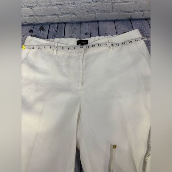 Talbots Classic White Linen Lined Coastal Beach Party Straight Leg Pants 16 - Picture 8 of 11
